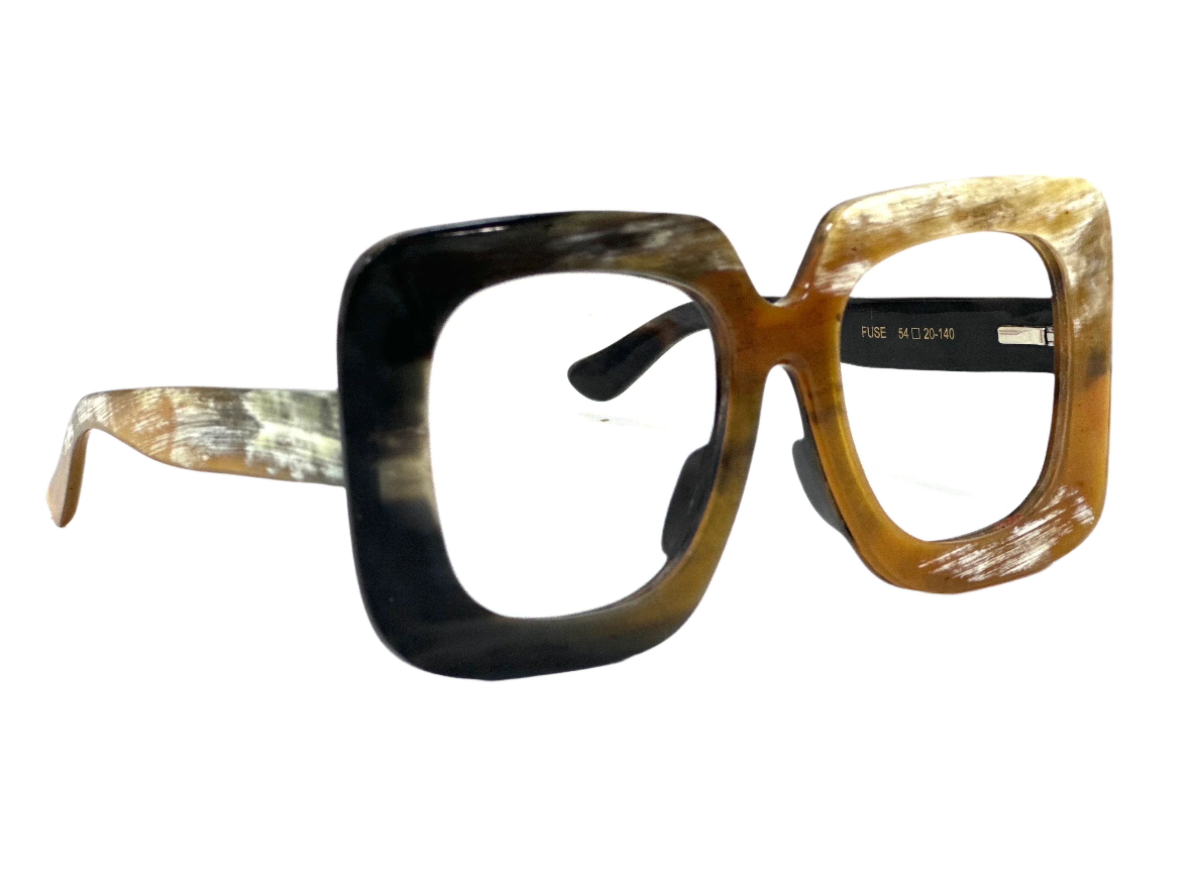Fuse Anti-reflective lenses reducing glare in horn optical glasses - Premium limited edition glasses for optical prescription use - The Fuse glasses demonstrating horn's natural patterns