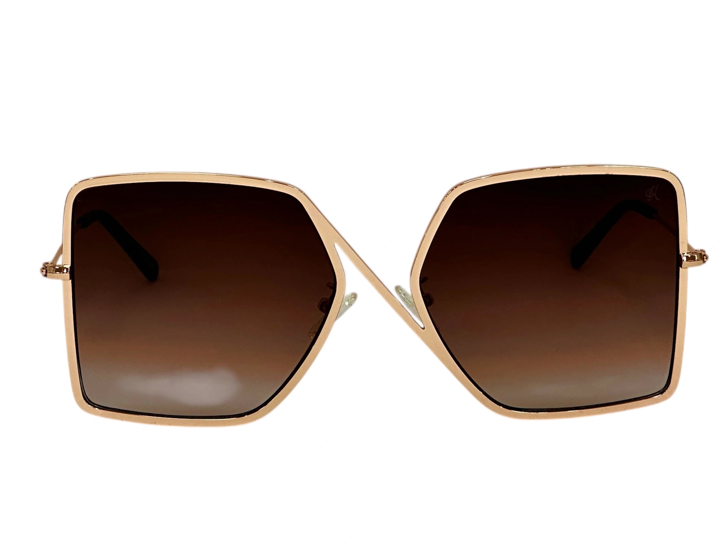 Gold Plated Sunglasses - Metal Frame Sunglasses - Gradient Lenses Shades