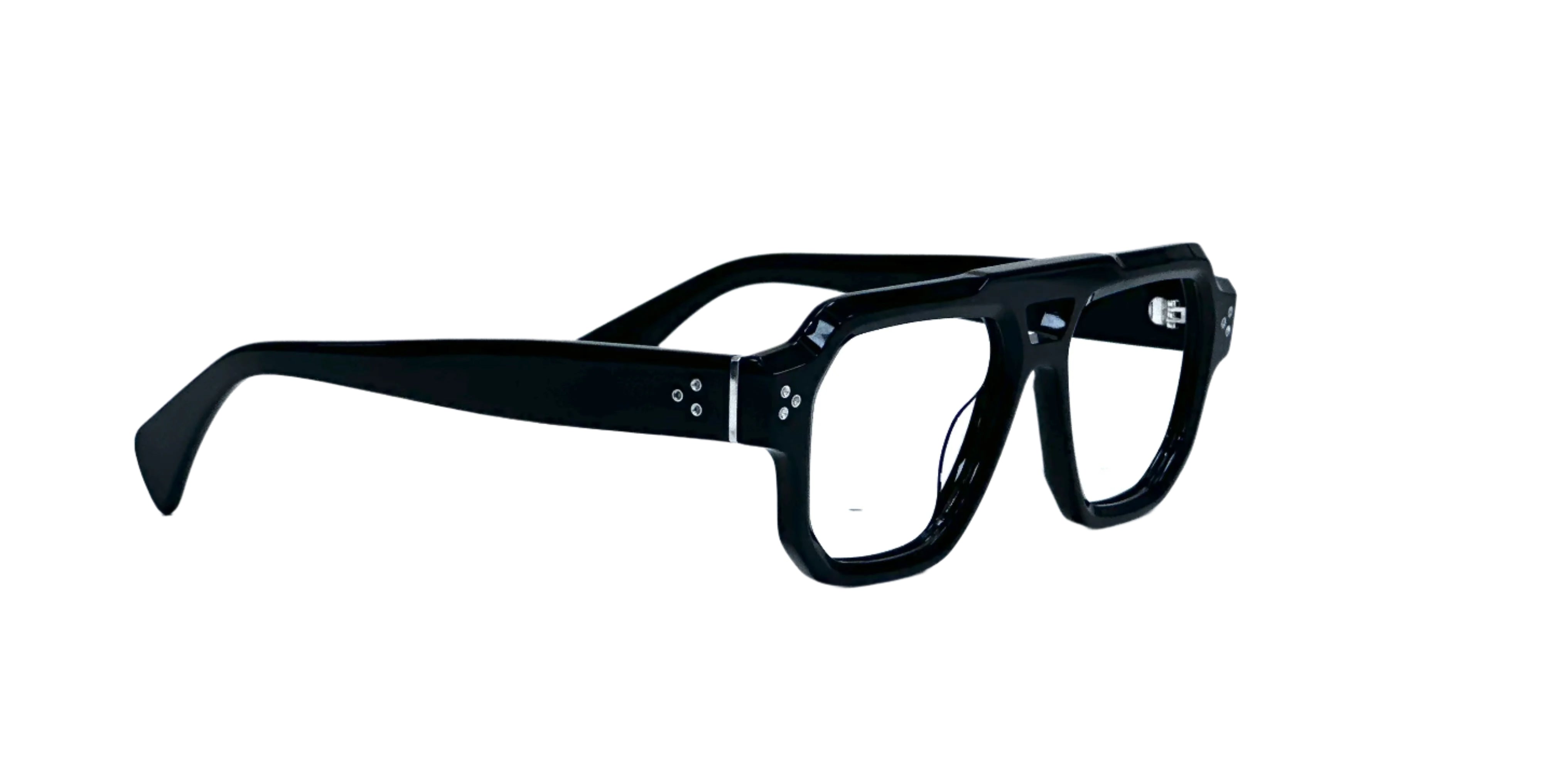Black eyeglasses on a white background