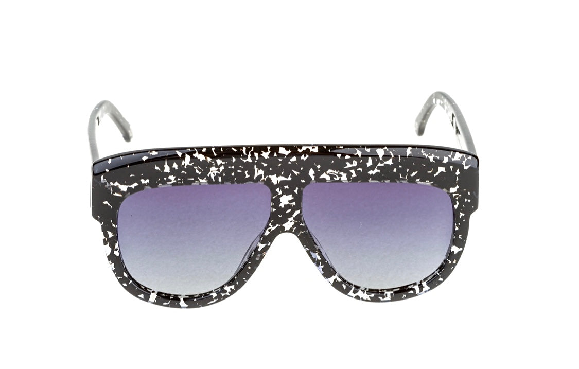 A pair of American Original Pilot sunglasses with a black and purple gradient lens design and a metallic bridge - Bold acetate sunglasses with polarized gradient lenses for style