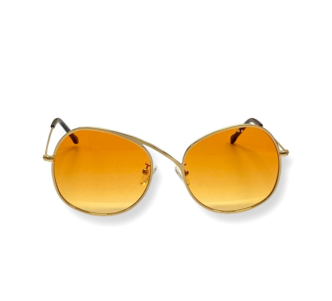 luxury metal frame sunglasses - Stylish Eyewear - Escape a pair of sunglasses with gold yellow lenses - ESCAPE gold plated sunglasses front view