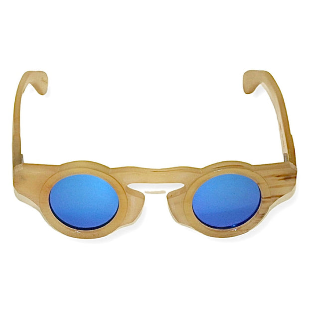 Legend । Legend Eyewear Sunglasses -  Blue Mirror Eyewear - Handcrafted Frames- Genuine Horn Shades- Spring Hinge Sunglasses- UV Protection Glasses- Unique Texture Frames- Sunglasses for Style- Fashionable Eyewear- Horn Collection- Premium Shades- Natural Horn Frames- Designer Sunglasses