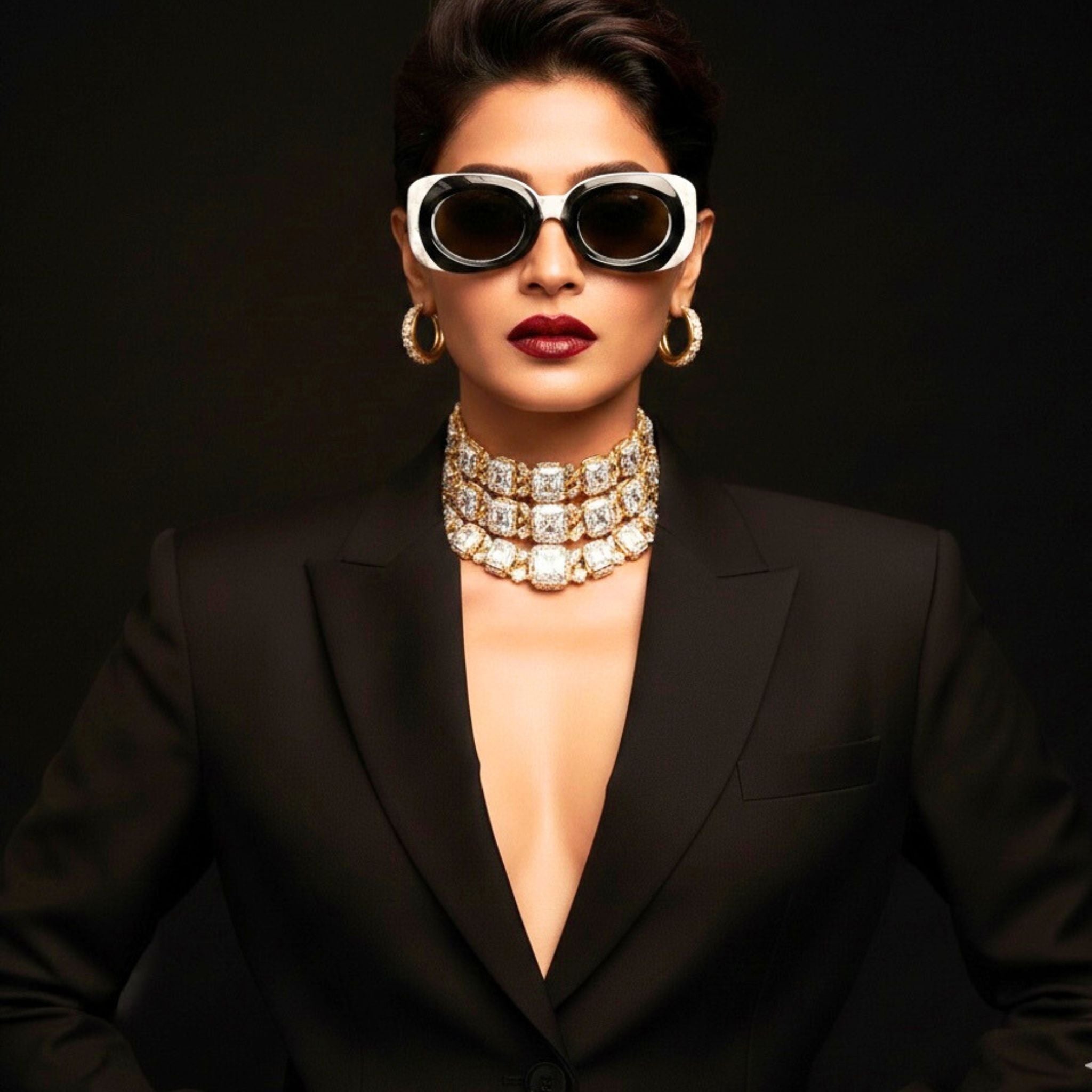 Beach outfit with fashionable women's sunglasses.