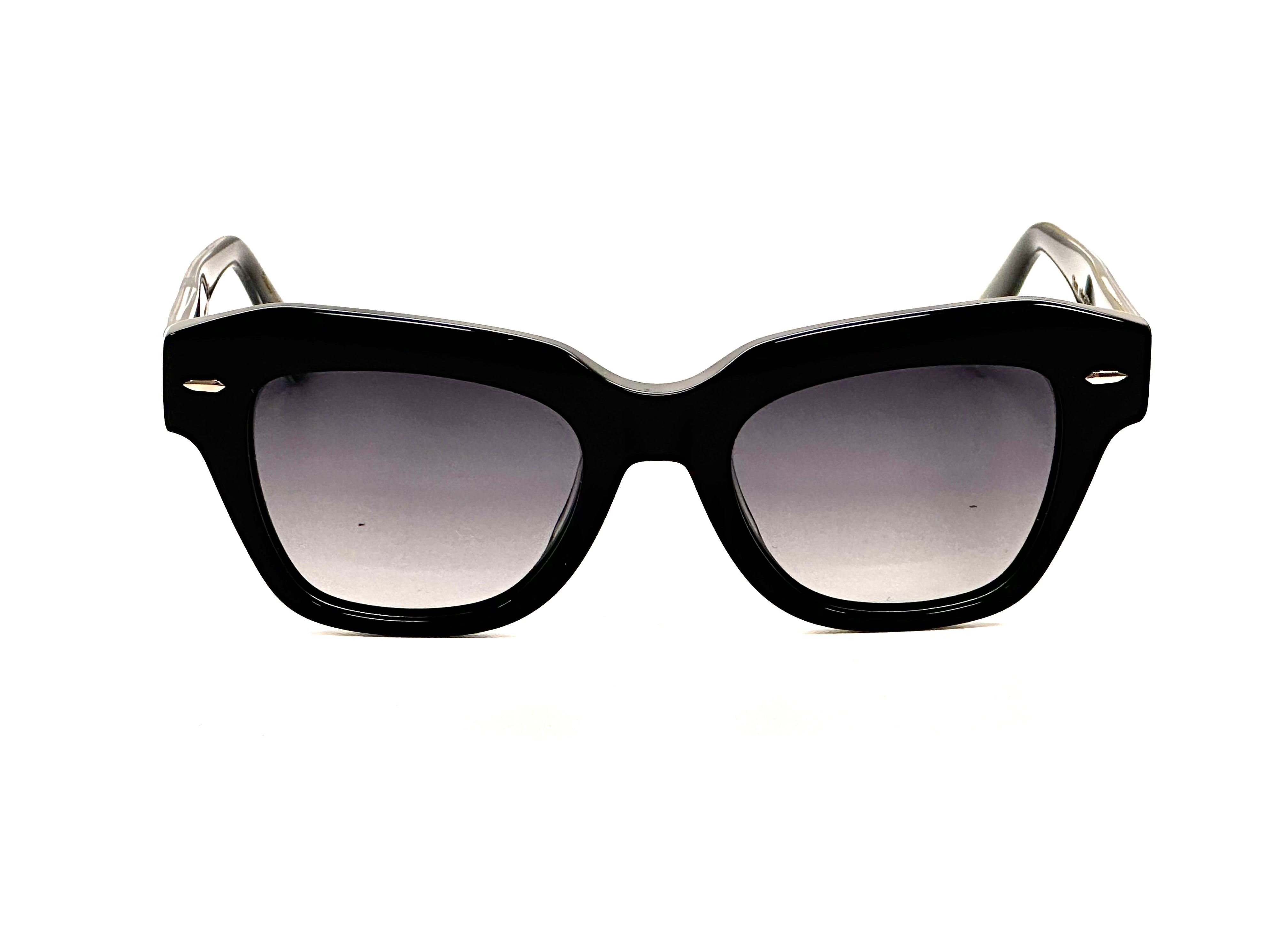 A pair of black sunglasses with a silver frame - Profile view of SLAY sunglasses showing temple design - SLAY sunglasses on face demonstrating fit and style