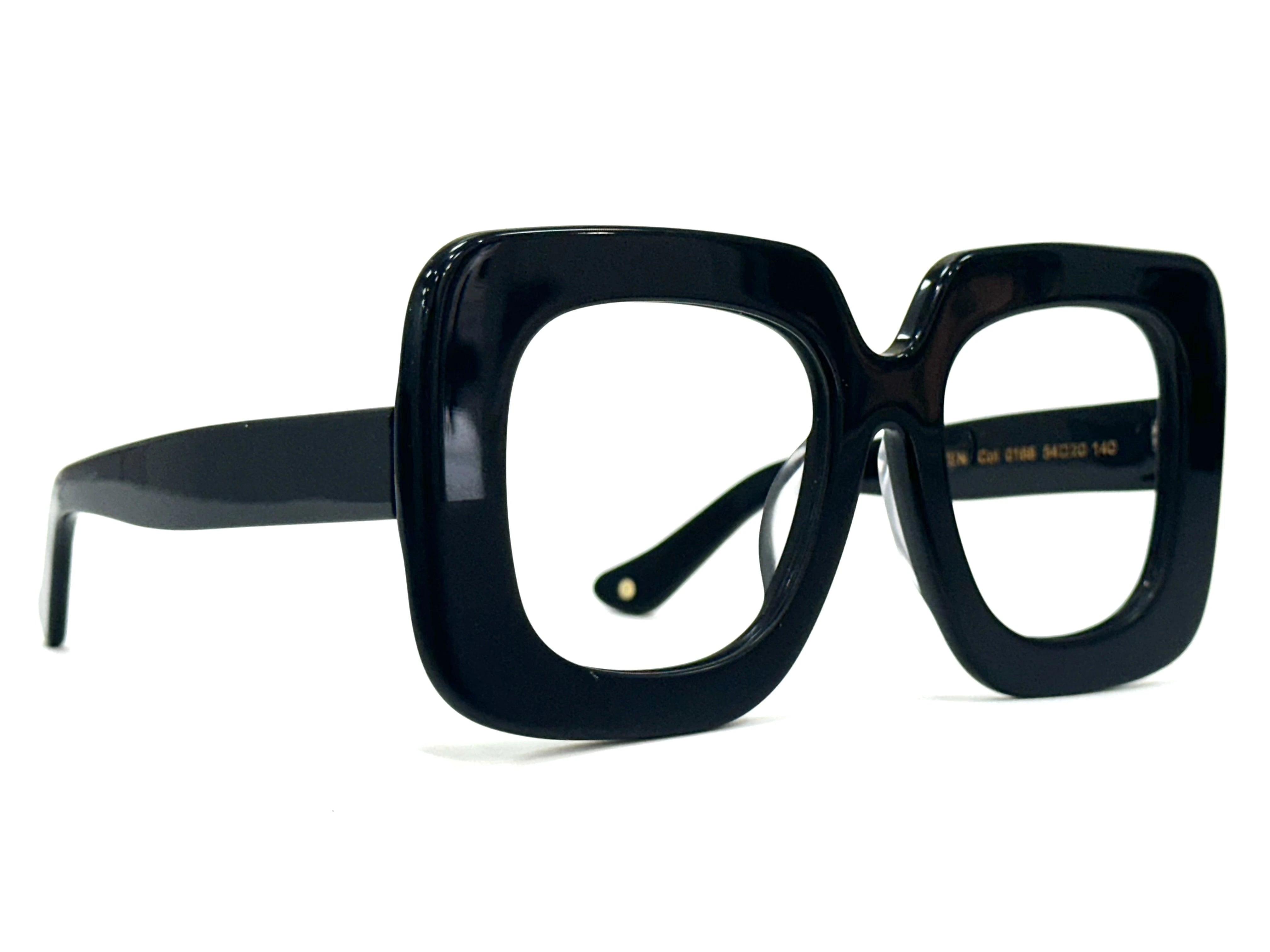 Black square-framed glasses - Comparison of matte vs glossy finish on acetate frames