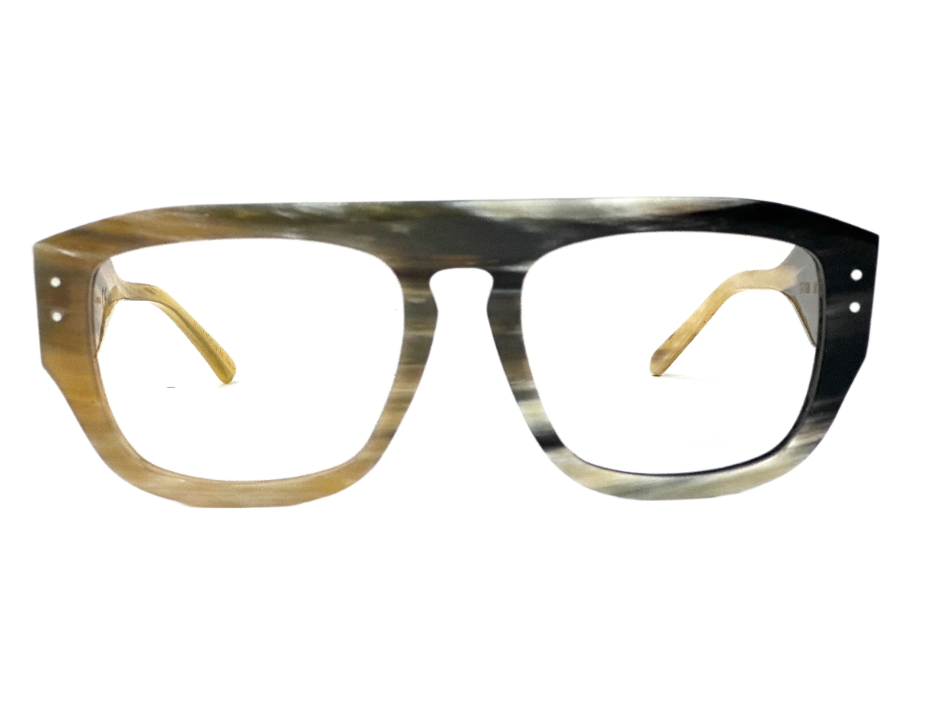 Handcrafted STORM horn optical glasses with anti-glare lenses - STORM horn frames featuring polycarbonate UV lenses - STORM optical glasses showcasing unique natural horn texture