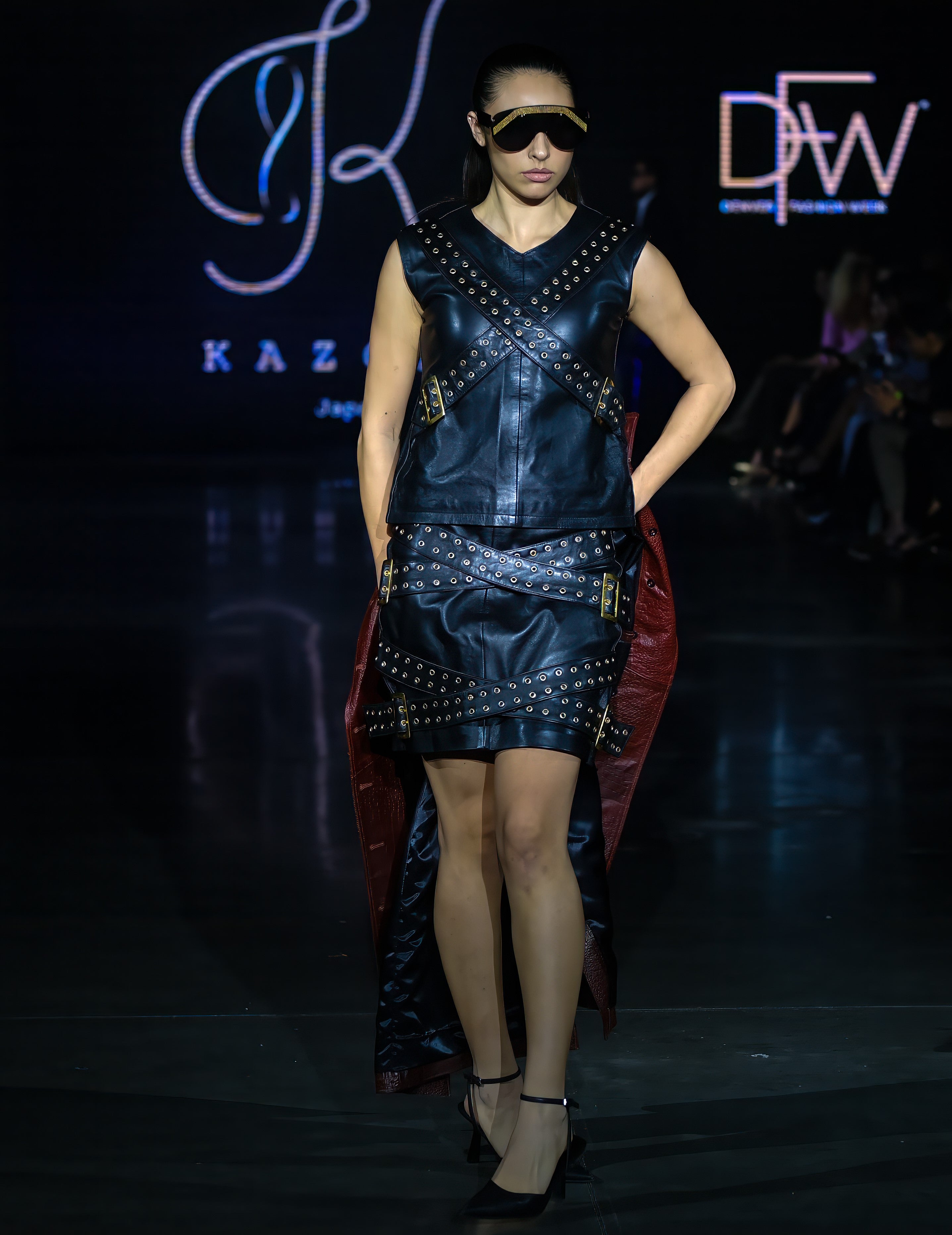 Custom-made 100% leather mini skirt