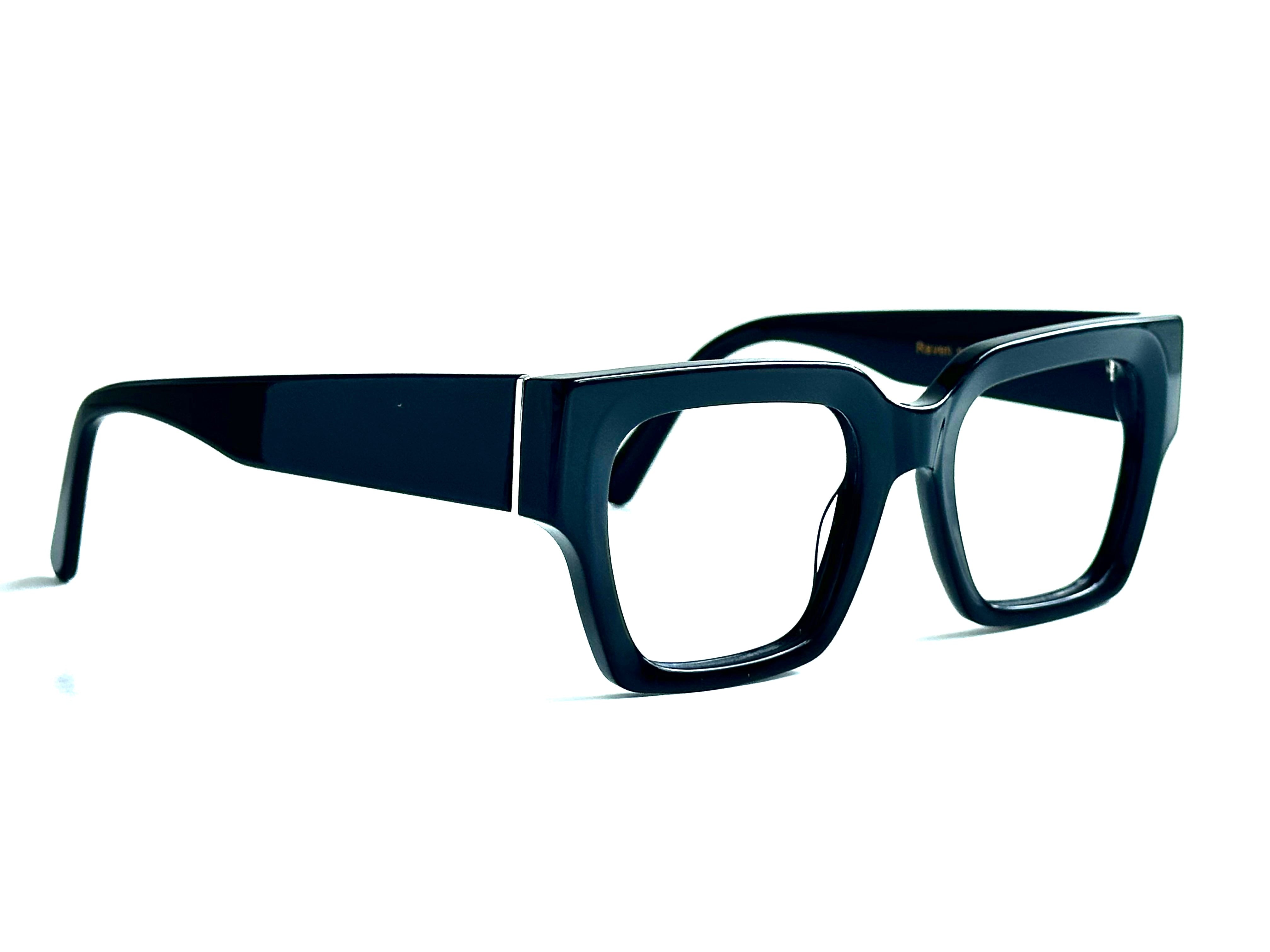 Black square-framed glasses - RAVEN glasses with business attire styling
