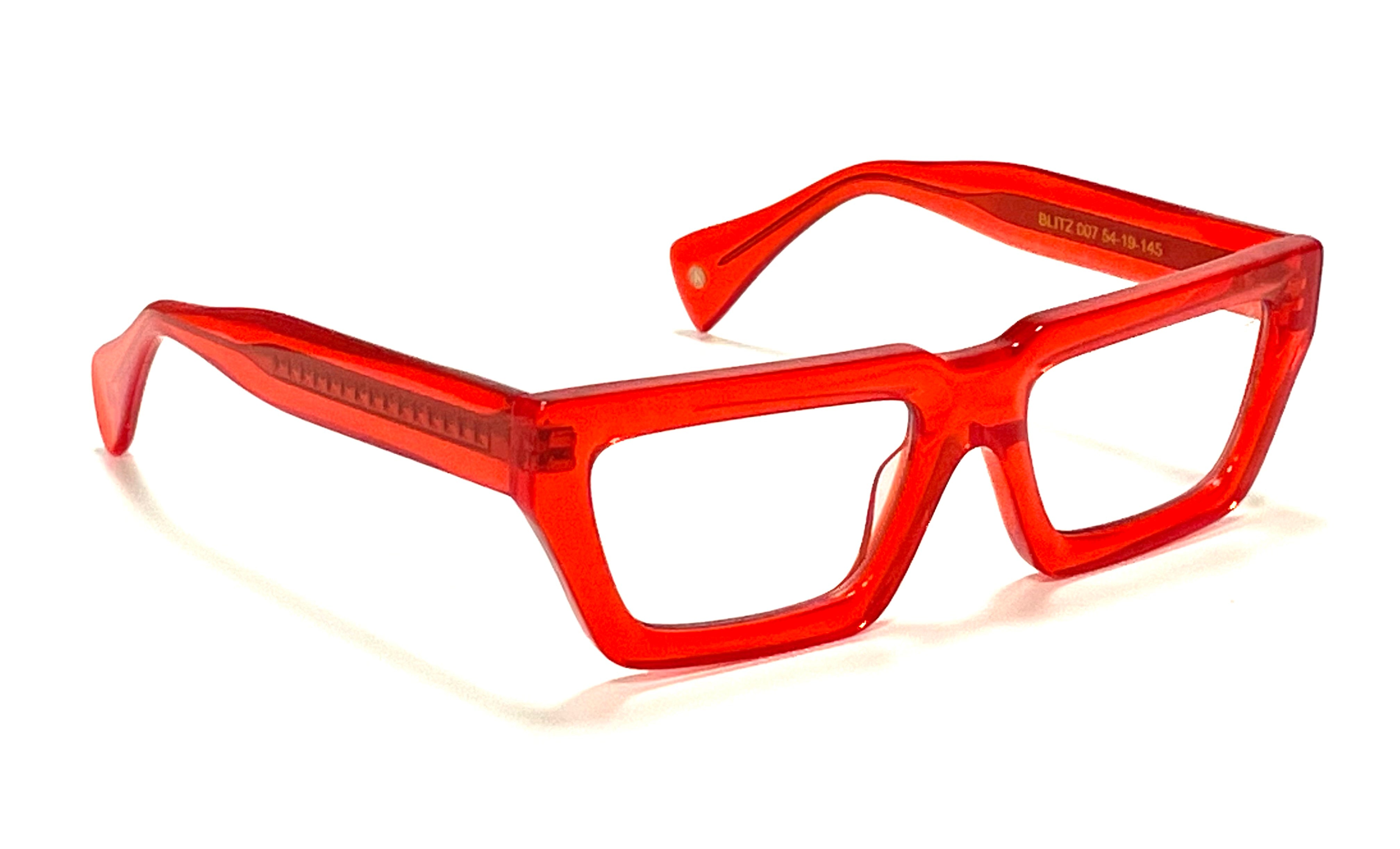 prescription sports glasses - eye glass frames - BLITZ glasses for fashion statements - Blitz red acetate optical eyewear