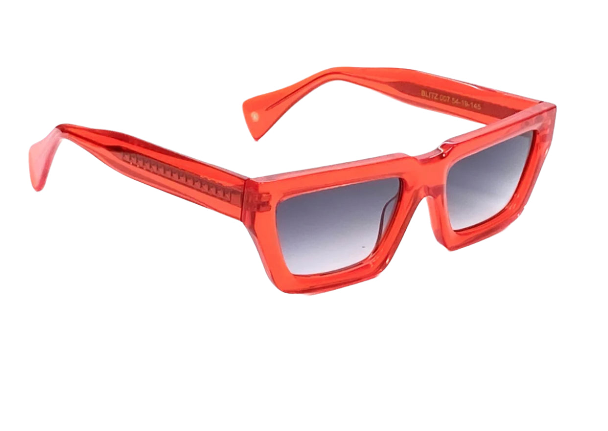 Stylish Eyewear - Acetate Frame Shades - americas best eyeglasses near me - BLITZ sunglasses folded resting on a clean surface
