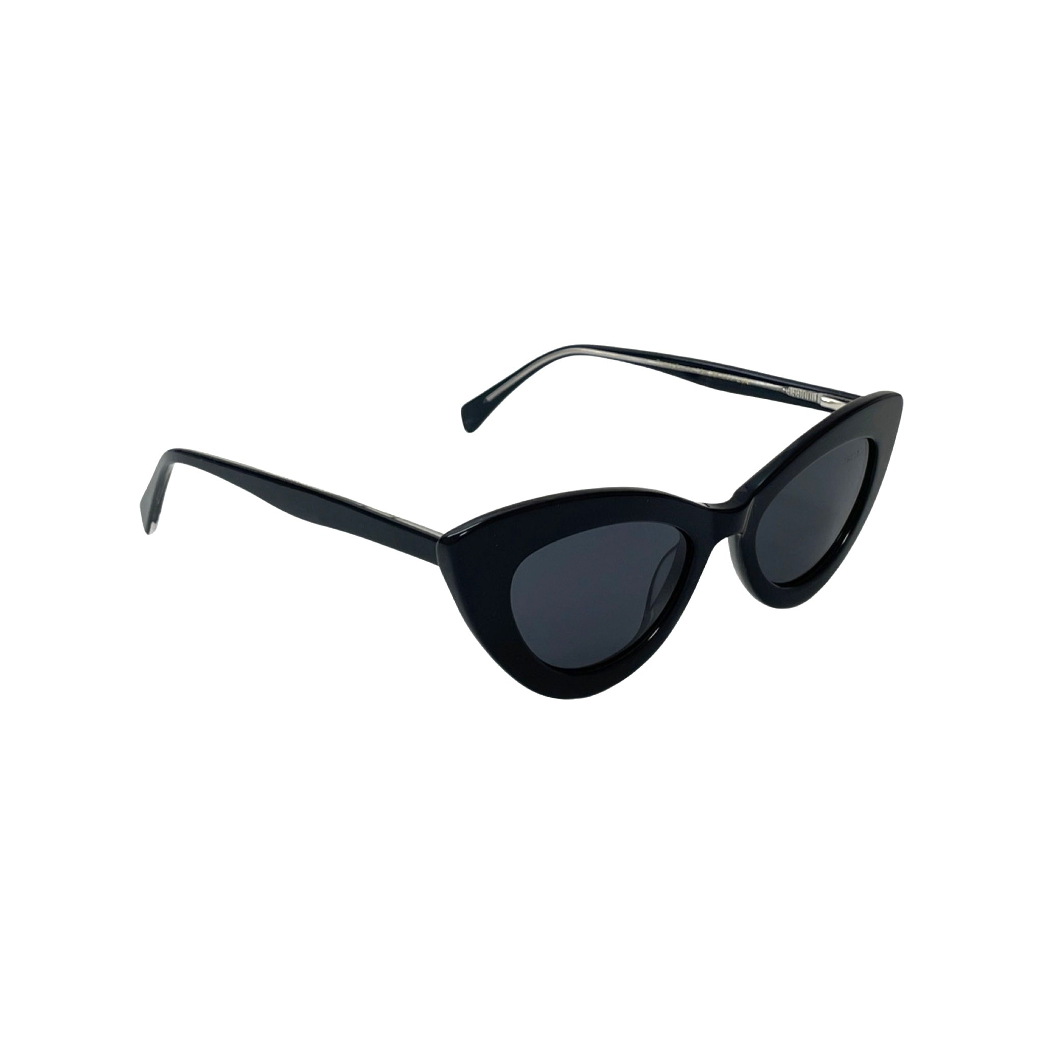 Stylish Grey Lens Sunglasses - A pair of black cat-eye sunglasses with a sleek design