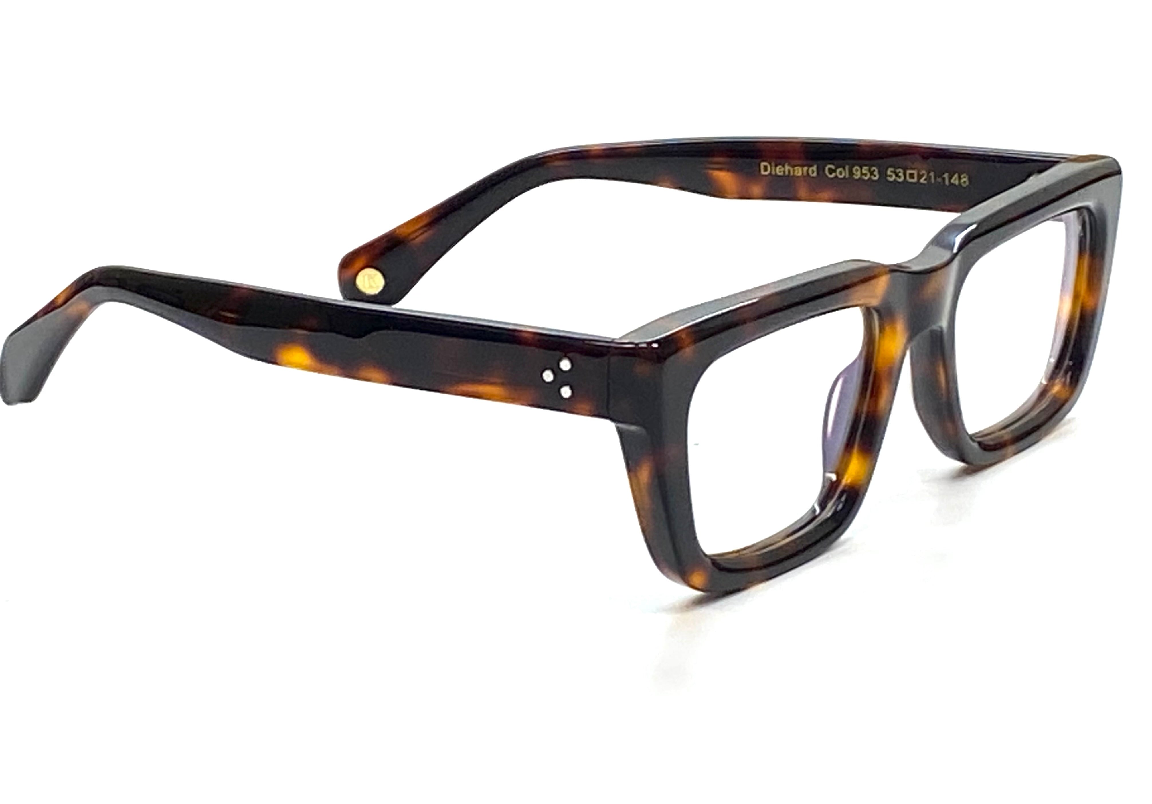 Premium Acetate Eyeglasses - Protective Eyewear - A pair of glasses featuring a tortoise shell frame, designed for eyewear.