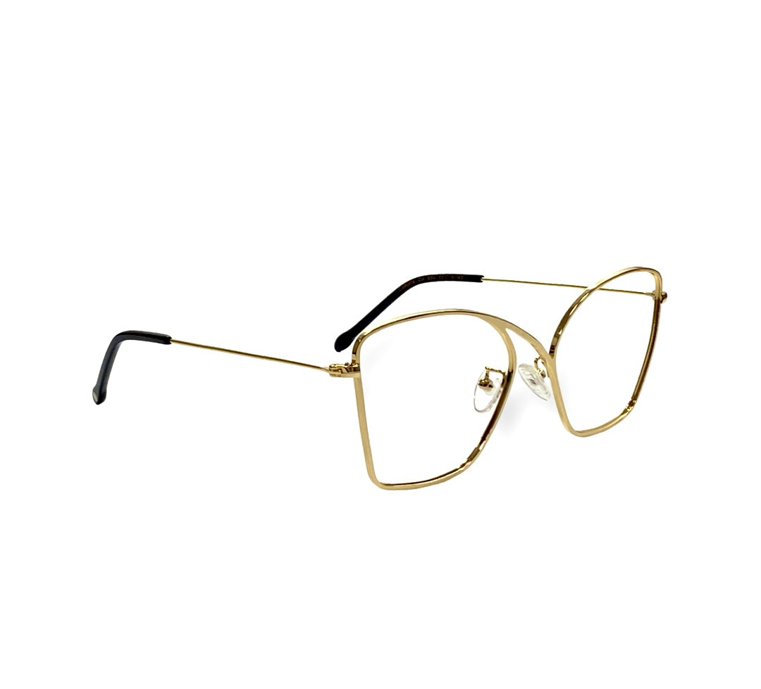 EUPHORIA gold plated optical glasses front view - Kazoku Lunettes EUPHORIA metal frames on face