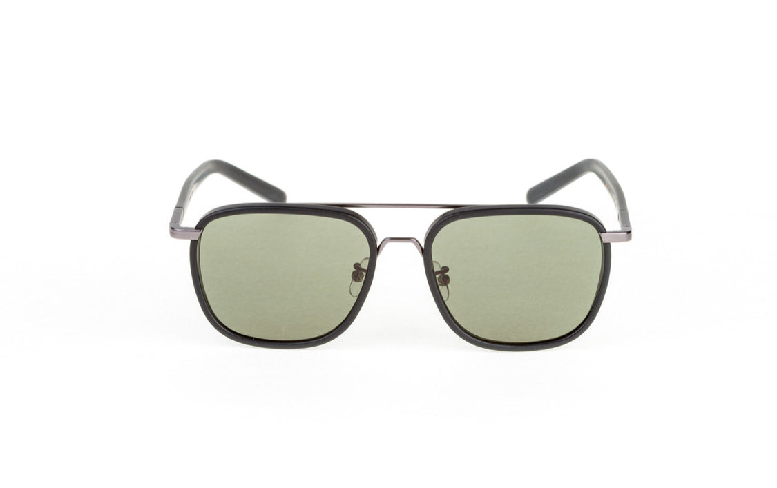 Luxury Sunglasses Collection- Designer Sunglasses- 18k Gold Plating Style - A pair of black aviator-style sunglasses with green-tinted lenses