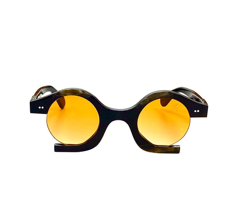 BOMBASTIC Sunglasses - Limited Edition Shades- Horn Frame Eyewear- Handcrafted Sunglasses- Ufit Bridge Glasses- Gradient Orange Lenses