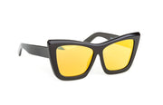 Contemporary Eyewear - Polarized Lens Technology- Acetate Sunglasses- Gold Mirror Lens Fashion- UV Defense Shades- Stylish Sun Accessories