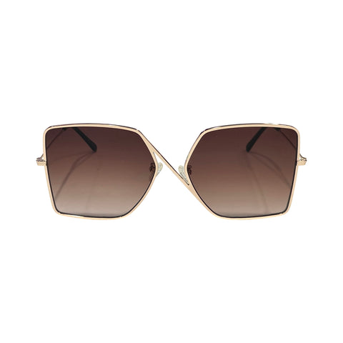 Comfortable Nose Bridge- Stylish Sunglasses- UV Defense Eyewear-- Trendy Flat Lenses- Designer Sunglasses- Gold-Plated Eyewear