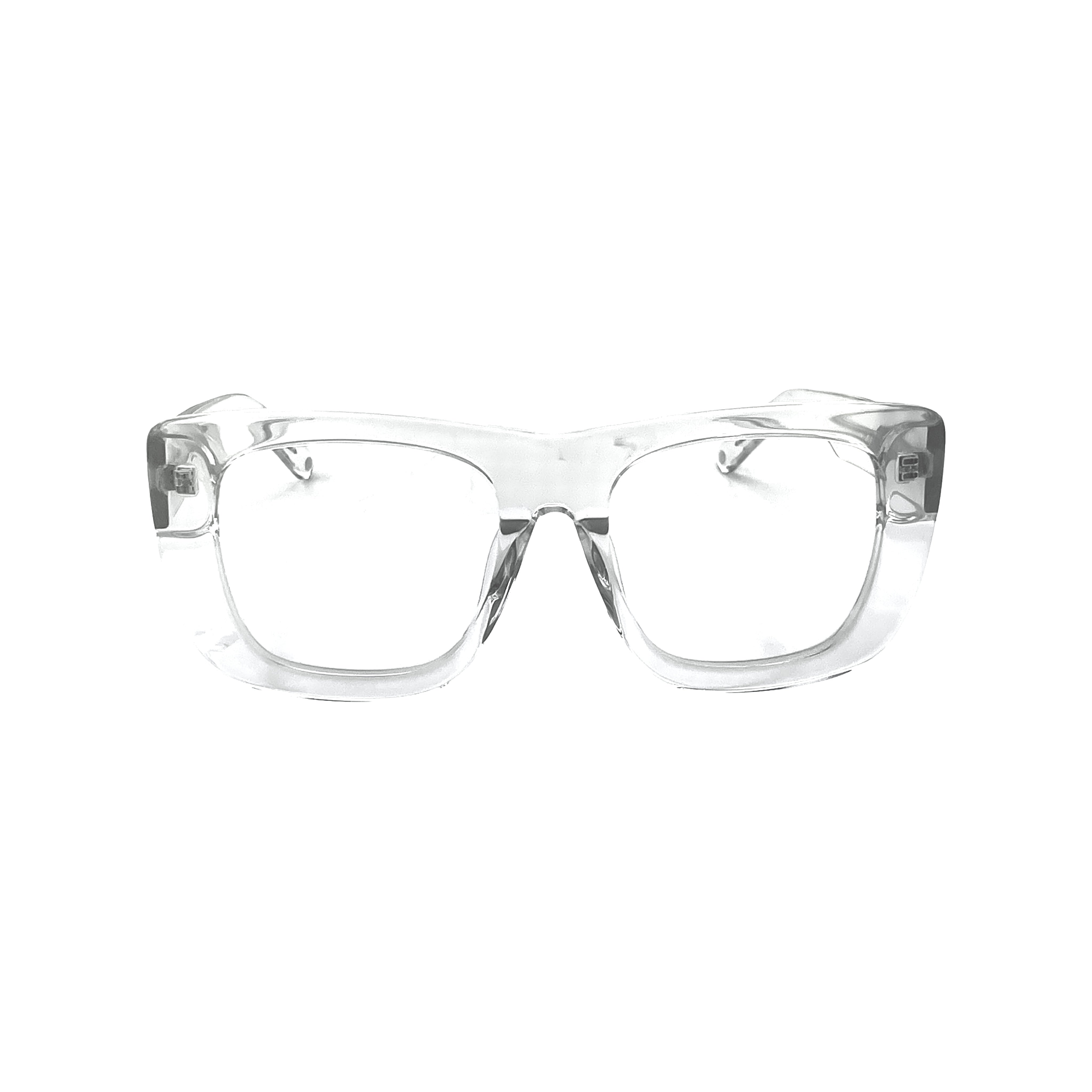 Modern acetate eyewear with comfortable U-fit bridge eyewear - What anti-reflection coating looks like on clear optical lenses - Professional glasses suitable for office and screen use