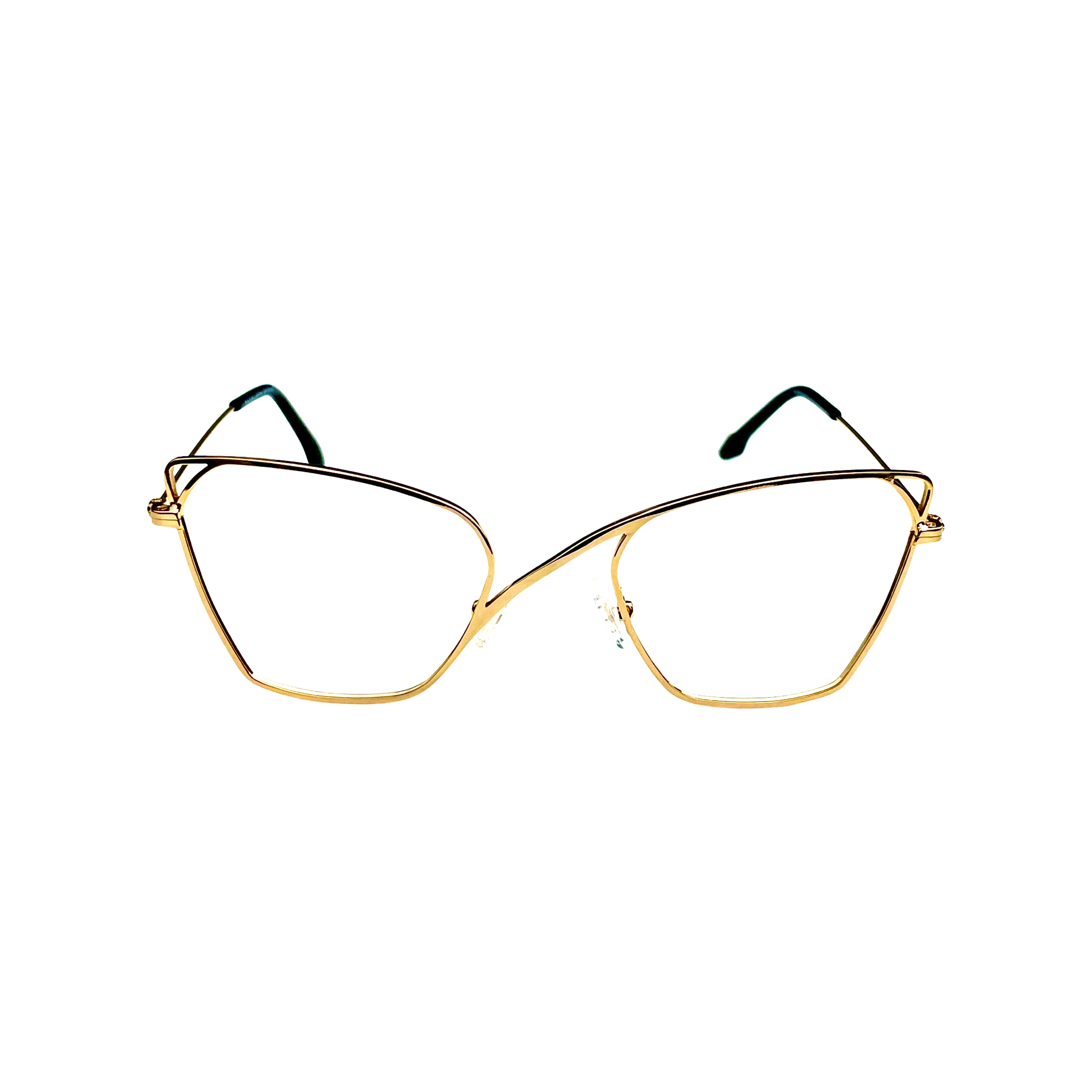 18k gold plated glasses for women - NIGHTHAWK glasses side profile - Metal frame construction detail -Comfortable nose pads close-up