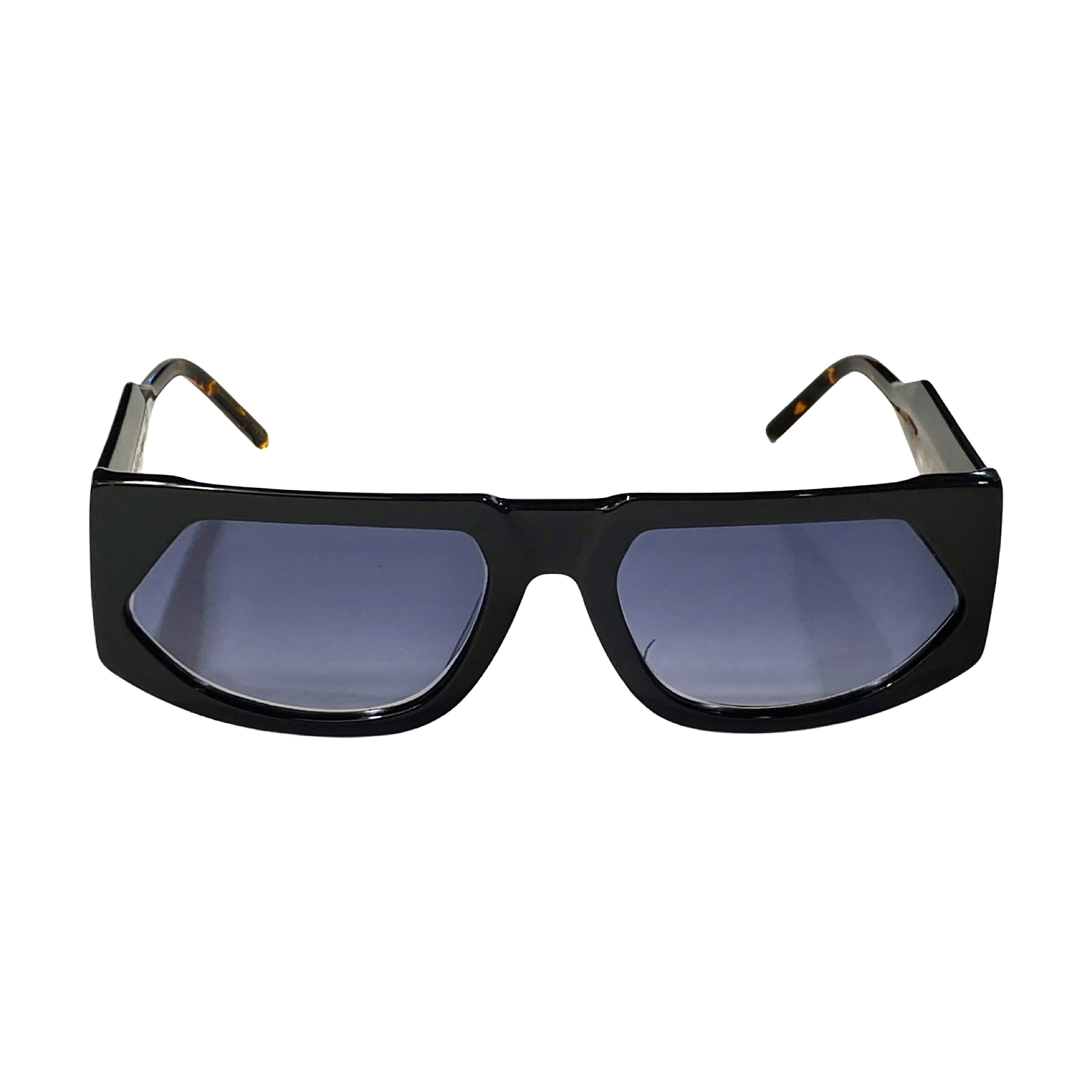 Wildfire UV Shades glasses - A pair of black sunglasses with blue lenses - Premium acetate material texture