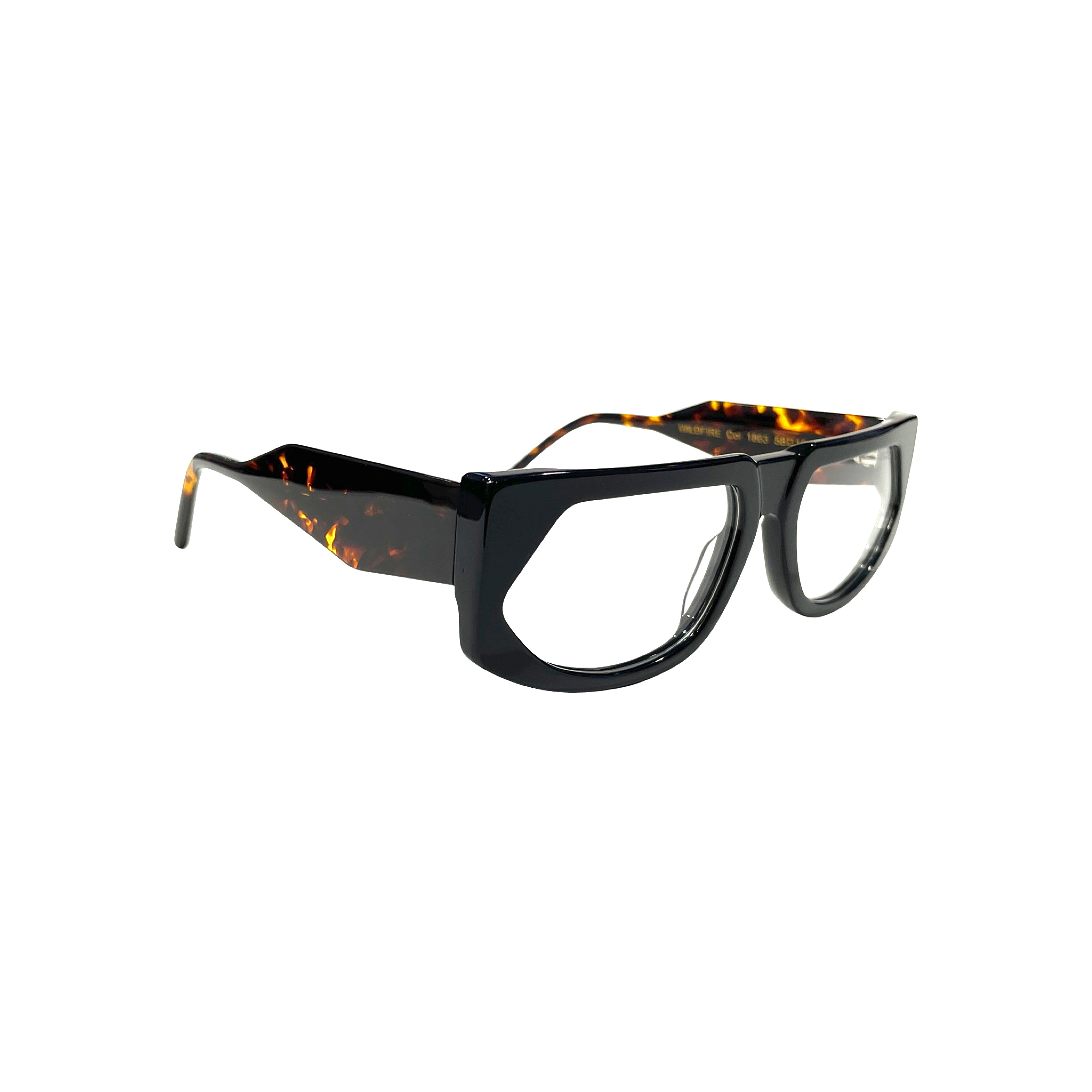 Wildfire secure 5-barrel hinge construction in eyewear - What acetate frame glasses look like on different face shapes - Clear CR39 lenses that protect eyes from harmful UV rays